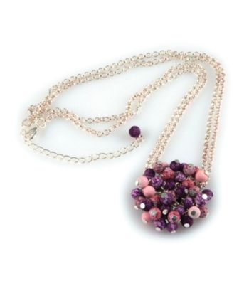 Viva Beads® Flat Cluster Necklace - Plum Orchard