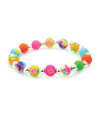Viva Beads® Florida 8mm Classic Silverball Bracelet - Green/Pink
