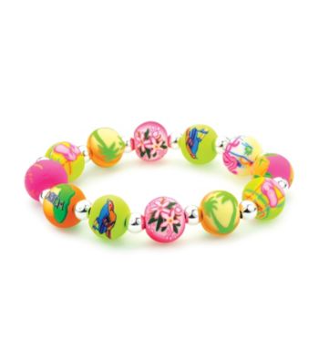 Viva Beads® Florida 12mm Chunky Silverball Bracelet - Green/Pink