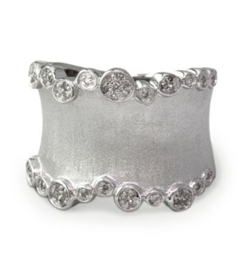 Effy® Sterling Silver Wide-Brushed Band Ring with 0.25 ct. t.w. Diamonds