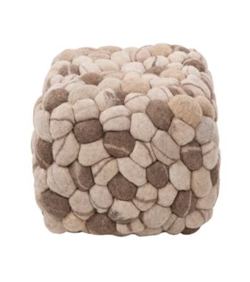 Surya Rectangular Shag Multicolor Pouf