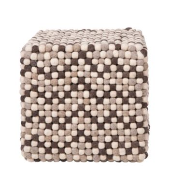 Surya Square Brown & Winter White Pouf
