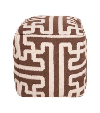 Surya Square Dark Chocolate & Parchment Pouf