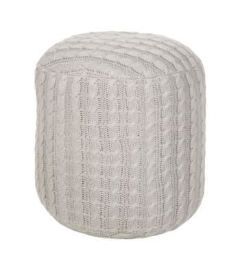 Surya Tall Round Oyster Gray Pouf