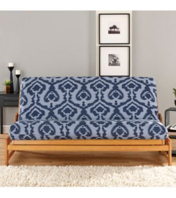Sure Fit® Ikat Full Light Blue and Navy Futon Slipcover