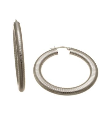 Silver-Plated Stainless Steel Hoop 50mm Earrings