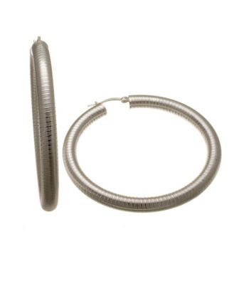 Silver-Plated Stainless Steel Hoop 70mm Earrings