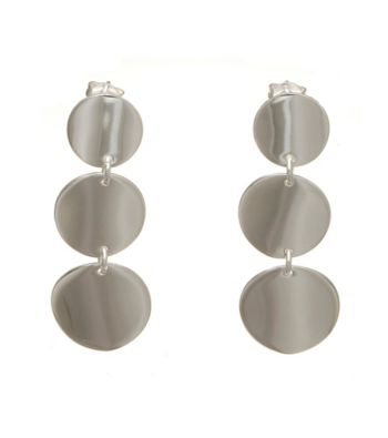 Silver-Plated Stainless Steel Triple Circle Drop Earrings
