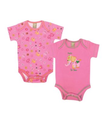 Trend Lab 0-3 Month Sherbet Elephant 2 Pack Bodysuits