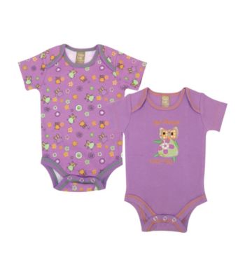 Trend Lab 0-3 Month Jelly Bean Owl 2 Pack Bodysuits