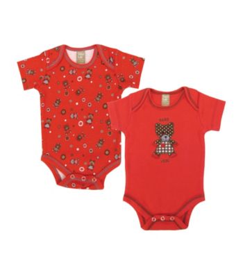 Trend Lab 0-3 Month Chocolate Kiss Bear 2 Pack Bodysuits