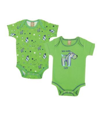 Trend Lab 0-3 Month Apple Berry Puppy 2 Pack Bodysuits