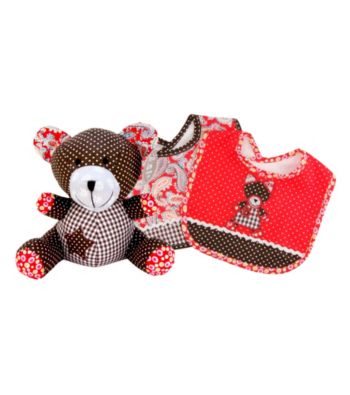Trend Lab Chocolate Kiss Bear Bib and Buddy Set
