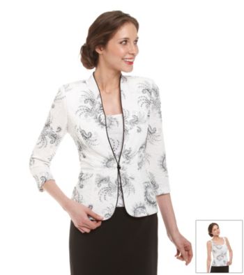 Alex Evenings® White and Black Printed Social Twinset