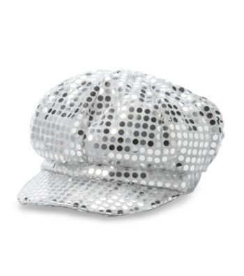 Miss Attitude Girls' Silver Sequin Cabbie Hat