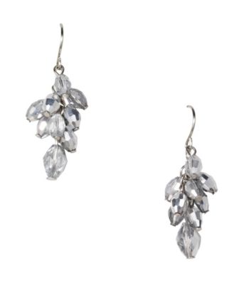 BT-Jeweled Silvertone Metallic Bead Cluster Earrings