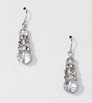 BT-Jeweled Silvertone Metallic Drop Earrings