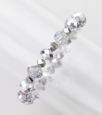 BT-Jeweled Silvertone Metallic One Row Stretch Bracelet