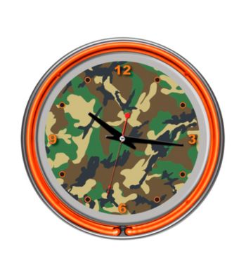 Trademark Global Hunting Camo Chrome Double-Ring Neon Clock