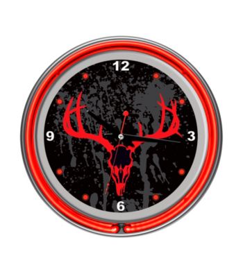 Trademark Global Hunting Skull Chrome Double-Ring Neon Clock