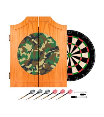 Trademark Global Hunt Camo Wooden Dart Cabinet Set