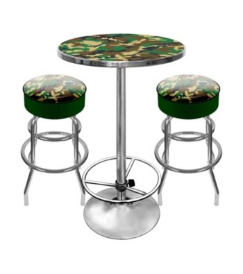 Trademark Global Hunt Camo Game Room Table & Bar Stool Set