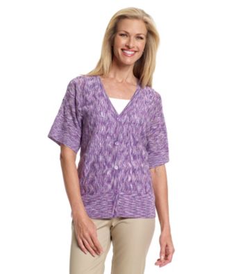 Breckenridge® Purple Marles Open Weave Cardigan
