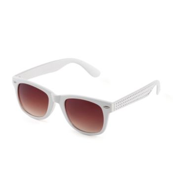 Icon White Wayfarer Sunglasses with Arm Bling