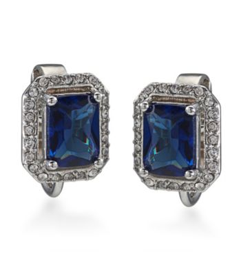 Carolee® Simply Blue Button Crystal Earrings