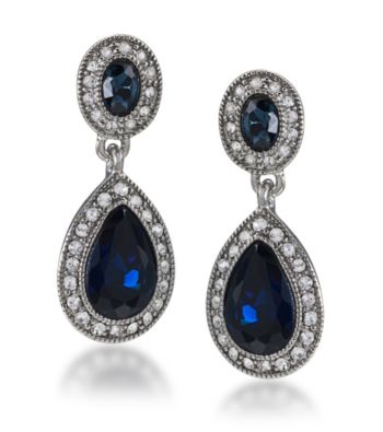 Carolee® Simply Blue Crystal Teardrop Earrings