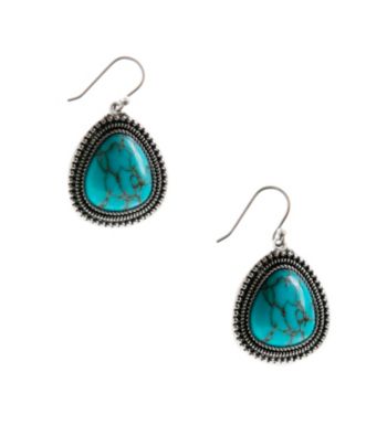 Lucky Brand® Silvertone Finish Turquoise Drop Earrings