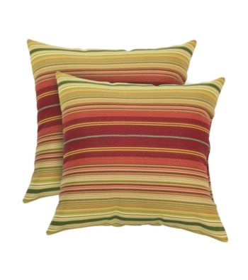 Greendale Home Fashions Set of 2 Kinnabari Stripe Outdoor Accent Pillows