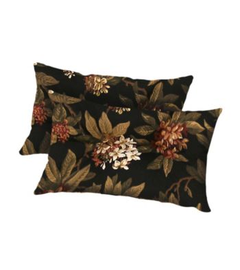 Greendale Home Fashions Set of 2 Midnight Floral Rectangle Outdoor Accent Pillows