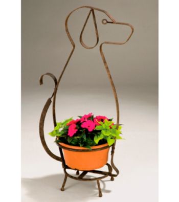 Whimsical Metal Dog Planter Holder