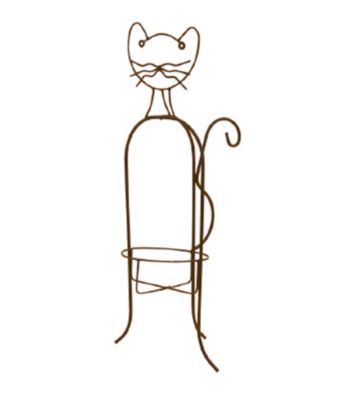 Whimsical Metal Cat Planter Holder
