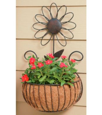 Metal Daisy Wall Basket with Coco Liner