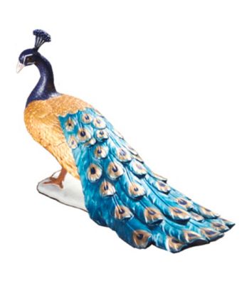 Hand Painted Regal Peacock Sculpture