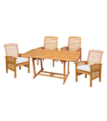 W. Designs Five Piece Acacia Wood Patio Dining Set
