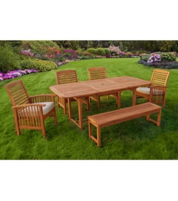 W. Designs Six Piece Acacia Wood Patio Dining Set