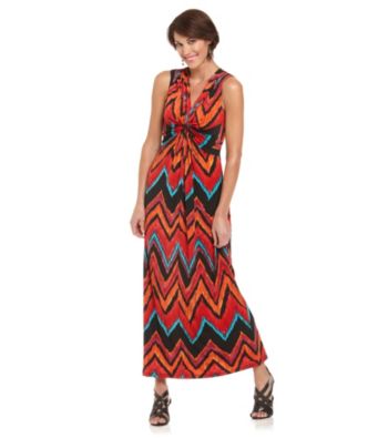 NY Collection Dress, Sleeveless Tribal-Print Empire-Waist Maxi