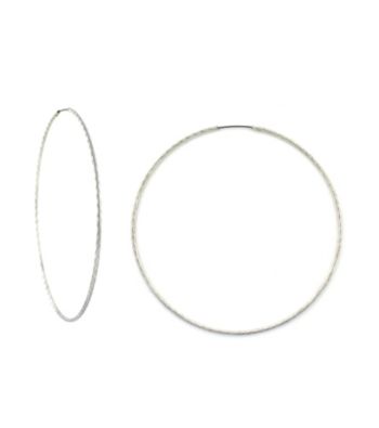 Jessica Simpson Silvertone Oversized Hammered Core Hoop Earrings