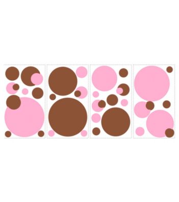 Pink and Brown Dots Peel and Stick Wall Decals