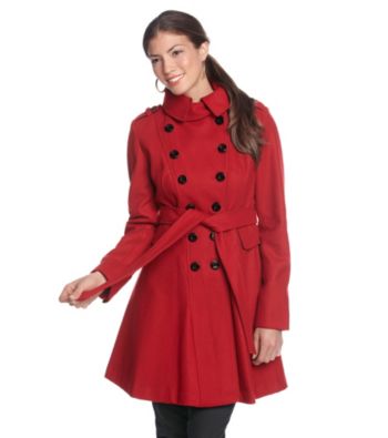 Guess Double-Breasted Belted Skirted Walker Jacket