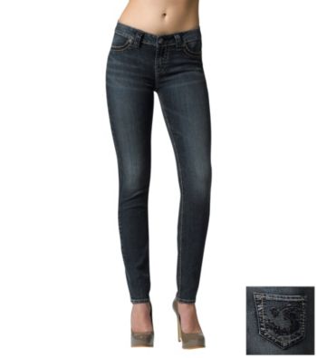 Silver Jeans Co. Suki Curvy Fit Mid-Rise Dark-Wash Jean Leggings