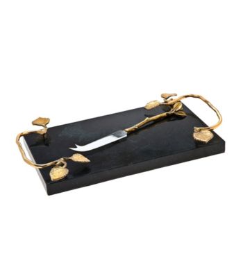 Godinger® Leaf Design Marble Board and Knife Set