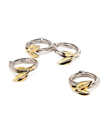 Godinger® Leaf Set of 4 Two-Tone Napkin Rings