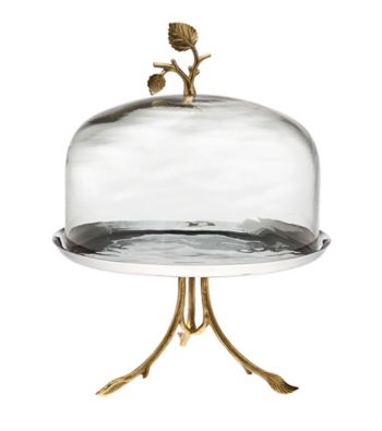 Godinger® Leaf Design Footed Plate with Glass Dome