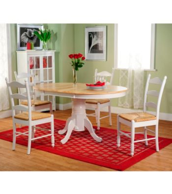 TMS 5-pc White & Natural Ladderback Dining Set
