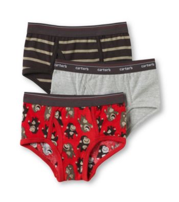 Carter's® Boys' 2-5 Red/Grey/Black 3-pk. Monkey Briefs