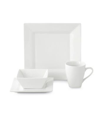 LivingQuarters Whiteware Square 16-pc. Dinnerware Set